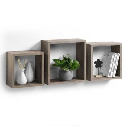 Lot De 3 Etagères Murale "Cube" 30cm Chene