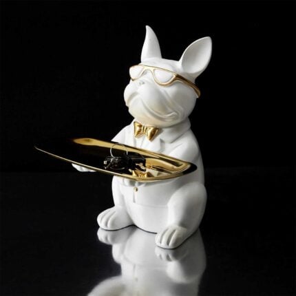 Statuette Vide-Poche "Bulldog" Blanc