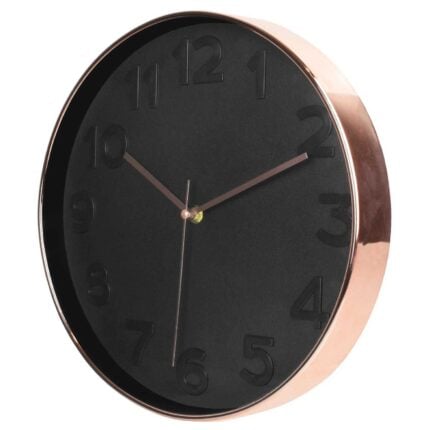 Horloge Murale "Gold" 30 cm Noire & Cuivre