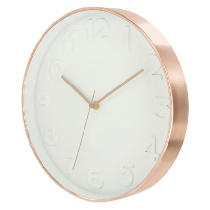 Horloge Murale "Gold" 30 cm Blanche & Cuivre