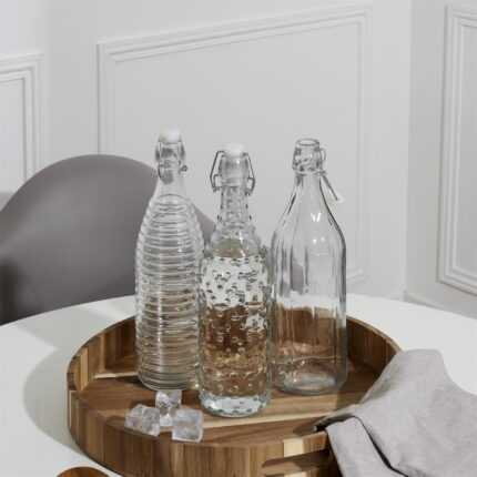 Bouteille En Verre A Clapet "Embosse" 1L Transparent