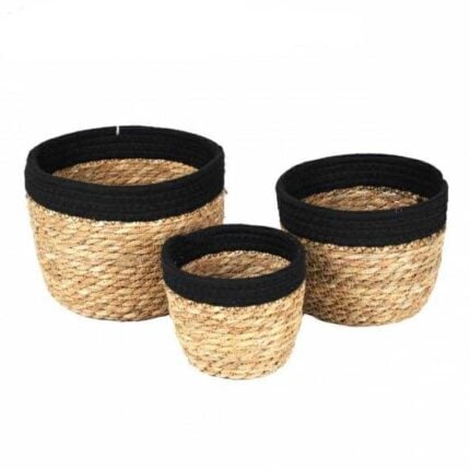 Lot De 3 Paniers En Jute "Roseau" 28cm Naturel