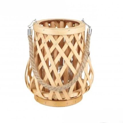Lanterne Déco En Bois "Alan" 20cm Naturel