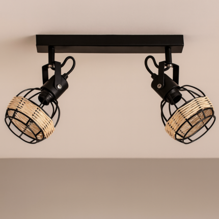 Plafonnier 2 Spots "Cyrus" 45cm Noir