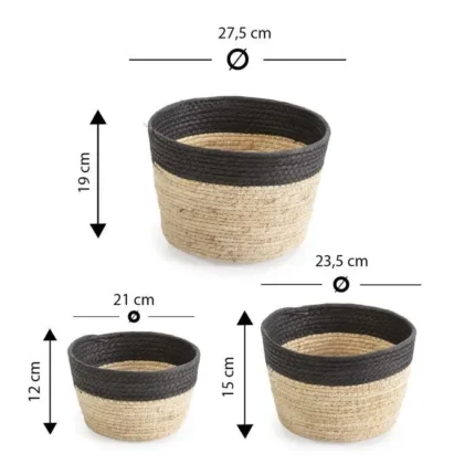 Lot De 3 Paniers En Jute "Roseau" 28cm Naturel