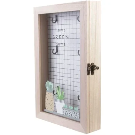 Boîte À Clés En Bois "Home Green" 30cm Naturel