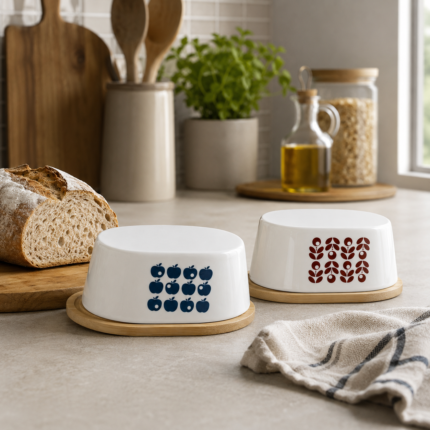 Beurrier En Porcelaine "Retro" 20cm Blanc