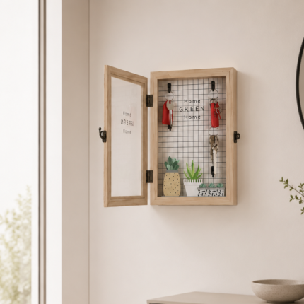 Boîte À Clés En Bois "Home Green" 30cm Naturel