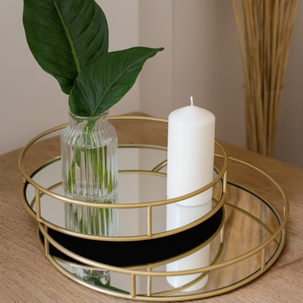Lot De 2 Plateaux "Rond" 35cm Or