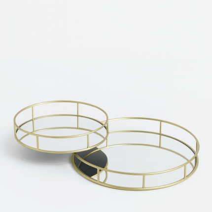 Lot De 2 Plateaux "Rond" 35cm Or