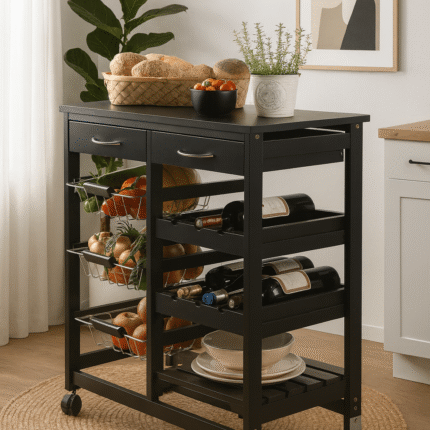 Desserte De Rangement "3 Paniers" 76 cm Noir