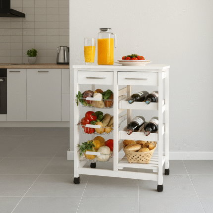Desserte De Rangement "3 Paniers" 76 cm Blanc