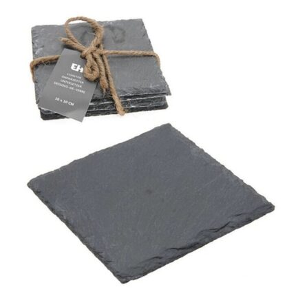 Lot De 4 Sous Verre "Ardoise" 10 cm Gris