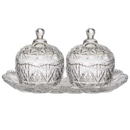 Lot De 2 Bonbonnieres Sur Plateau 27 cm