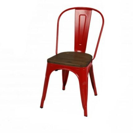 Chaise Bois & Métal "Liv" 85 cm Rouge