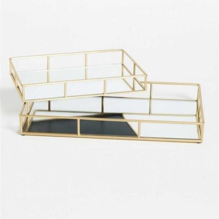 Lot De 2 Plateaux "Recta" 40cm Or