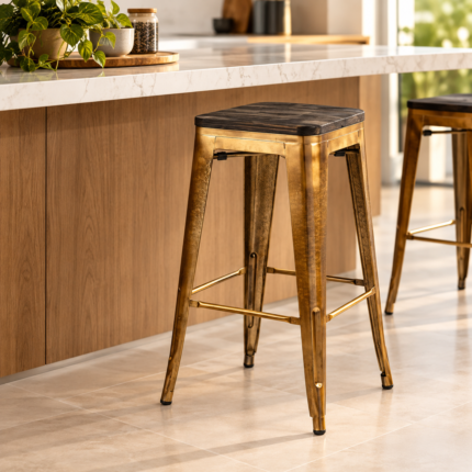 Tabouret De Bar Design "Liv" 78cm Doré