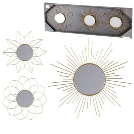 Lot De 3 Miroirs "Soleil" 25 cm Or