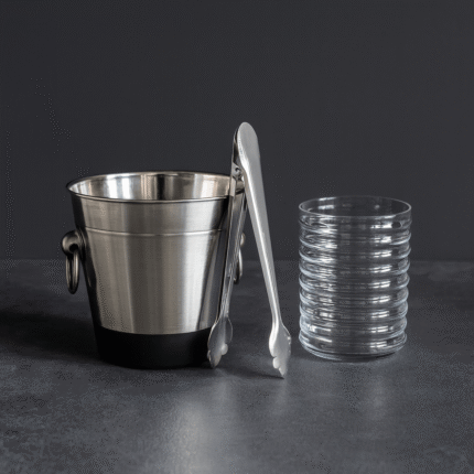 Seau à Glaçons avec Pince "Inoxa" 15cm Argent