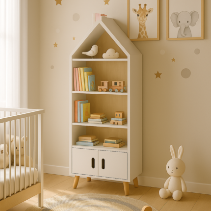 Bibliothèque Enfant "Maison" 150cm Blanc