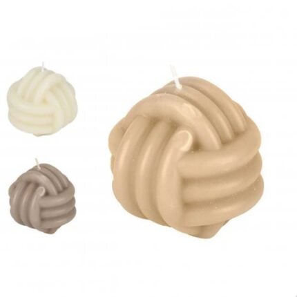 Bougie Design «Boule Knot» 8 cm Naturel