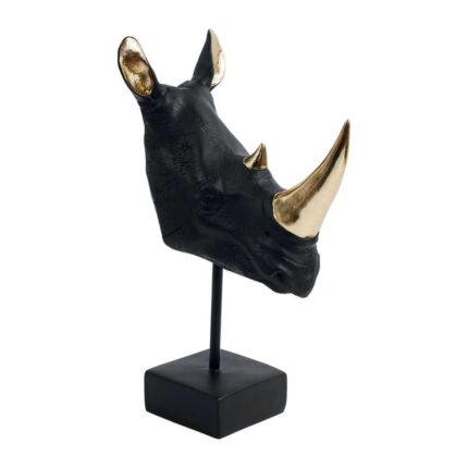 Statuette Déco En Résine « Rhinocéros » 30cm Noir Or