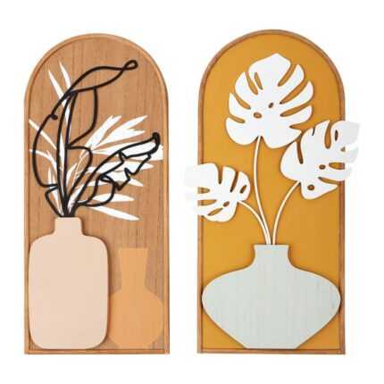 Lot De 2 Déco Murales "Vases" 40cm Multicolore