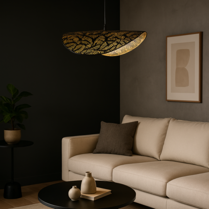 Suspension En Métal "Capeline Calathéa" 60cm Noir