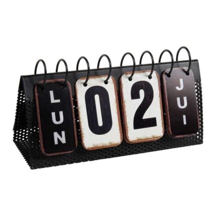 Calendrier Vintage en Métal "Perpétuel" 27cm Noir