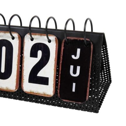 Calendrier Vintage en Métal "Perpétuel" 27cm Noir