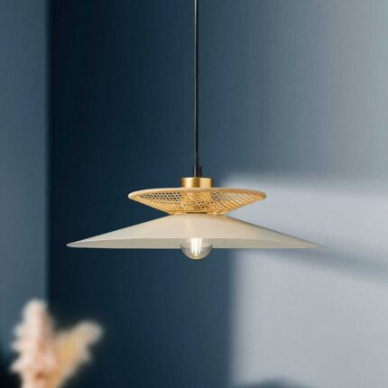 Suspension Métal Bambou «Envertito» 40cm Naturel