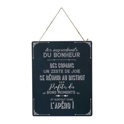 Décoration Murale "Citation Bonheur" 50cm Noir