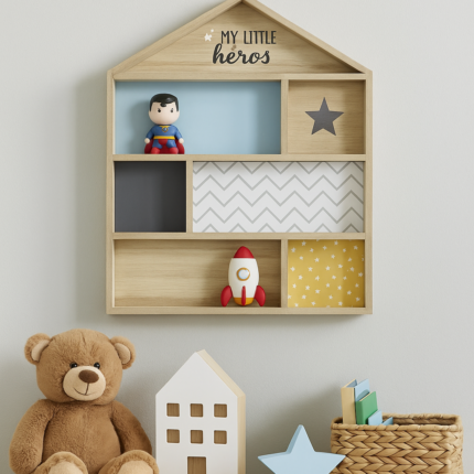 Étagère Déco pour Enfant "Maison" 50cm Bleu
