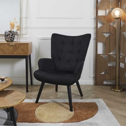 Fauteuil en Velours Côtelé "Giulia" 96cm Noir