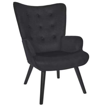 Fauteuil en Velours Côtelé "Giulia" 96cm Noir