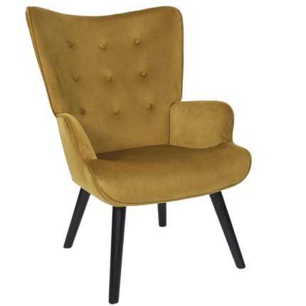 Fauteuil en Velours Côtelé "Giulia" 96cm Moutarde