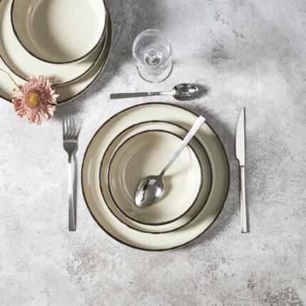 Service de Table 12 Pièces "Grès du Temps" 27cm Beige