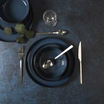 Service de Table 12 Pièces "Grès du Temps" 27cm Bleu