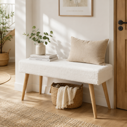 Banc Fourrure "Aurea" 100 cm Blanc
