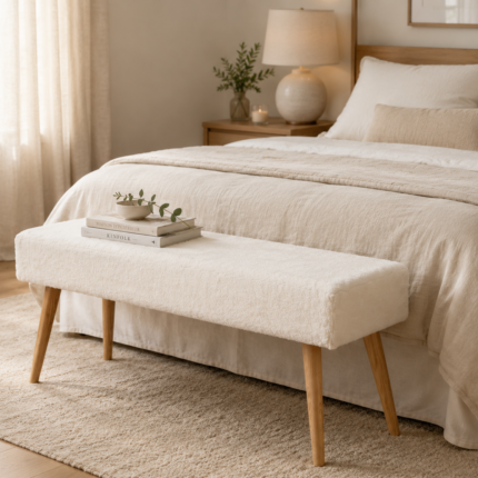Banc Fourrure "Aurea" 100 cm Blanc