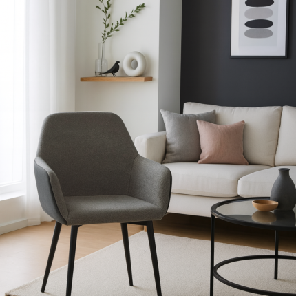 Fauteuils Design "Memphis" 85cm Gris & Noir
