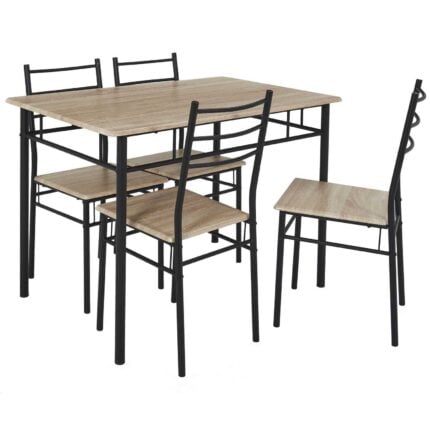Table à Manger & 4 Chaises "Loka" 110cm Naturel