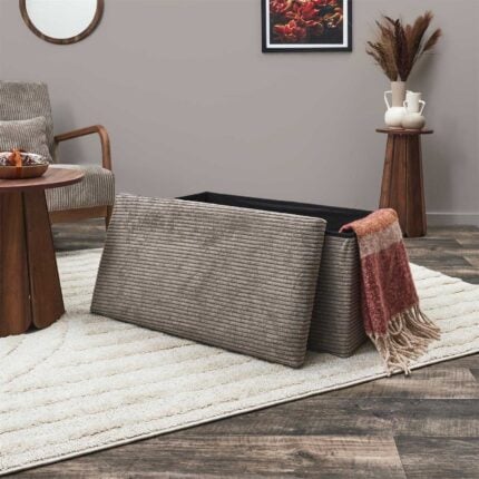 Banc Coffre Pliable Côtelé "Scott" 38cm Taupe