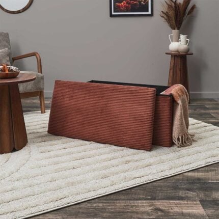 Banc Coffre Pliable Côtelé "Scott" 38cm Terracotta