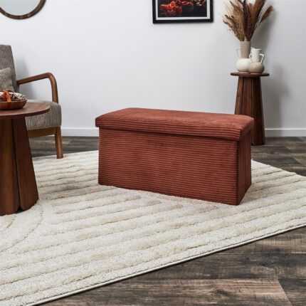 Banc Coffre Pliable Côtelé "Scott" 38cm Terracotta