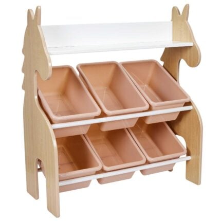 Meuble de Rangement 6 Bacs "Licorne" 71cm Rose