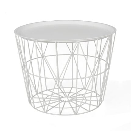 Table d'Appoint Design "Filaire" 52cm Blanc