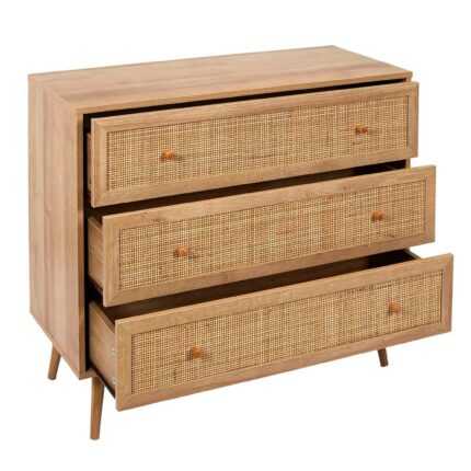 Commode En Bois 3 Tiroirs "Bali" 90cm Naturel