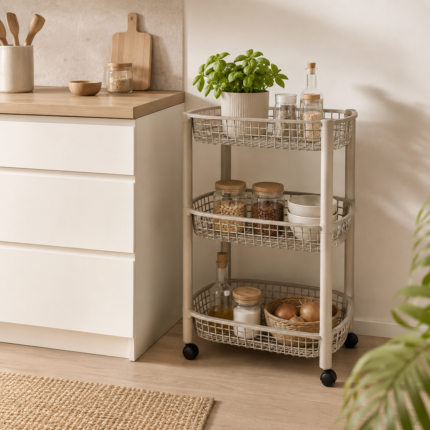 Desserte de Cuisine 3 Niveaux "Basic" 60cm Taupe