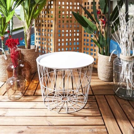 Table d'Appoint Design "Filaire" 52cm Blanc